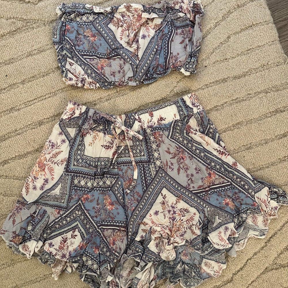 Two Piece Multi-Print Shorts and Tube Top